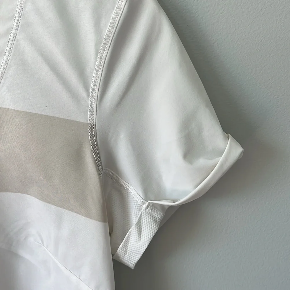 Lululemon Lightened Up Short Sleeve Stripe Tee Cashew White/White - Picture 5 of 10